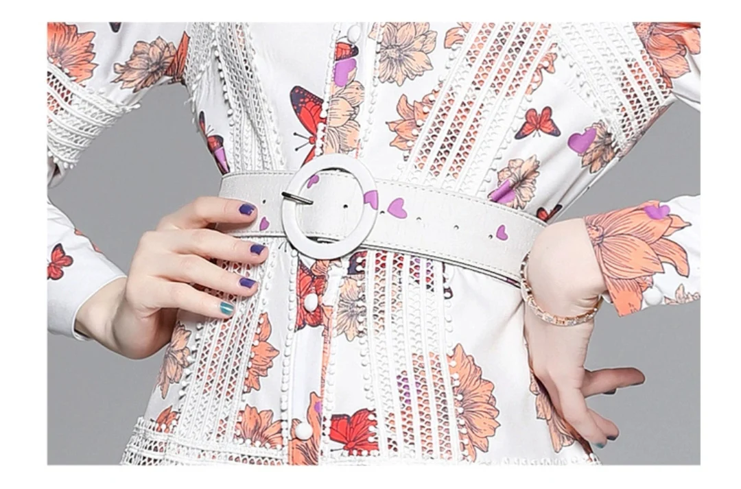 Crop Top Floral Dress High Waist with Puff Sleeves (clearance item) - Image 5