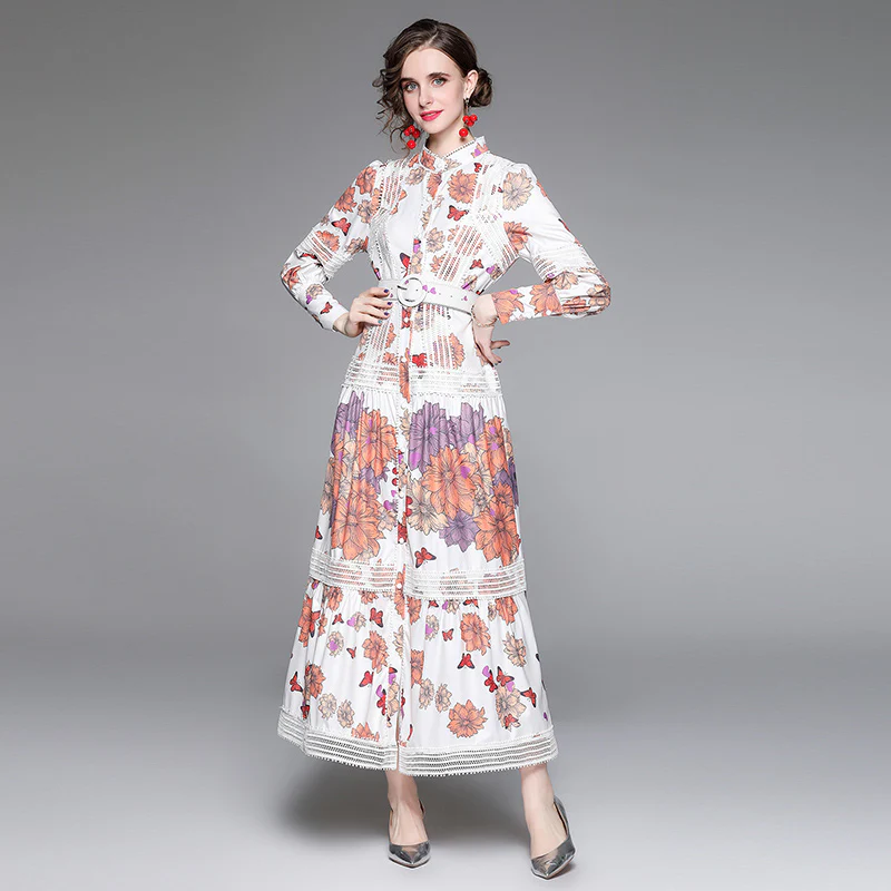 Crop Top Floral Dress High Waist with Puff Sleeves (clearance item) - Image 6