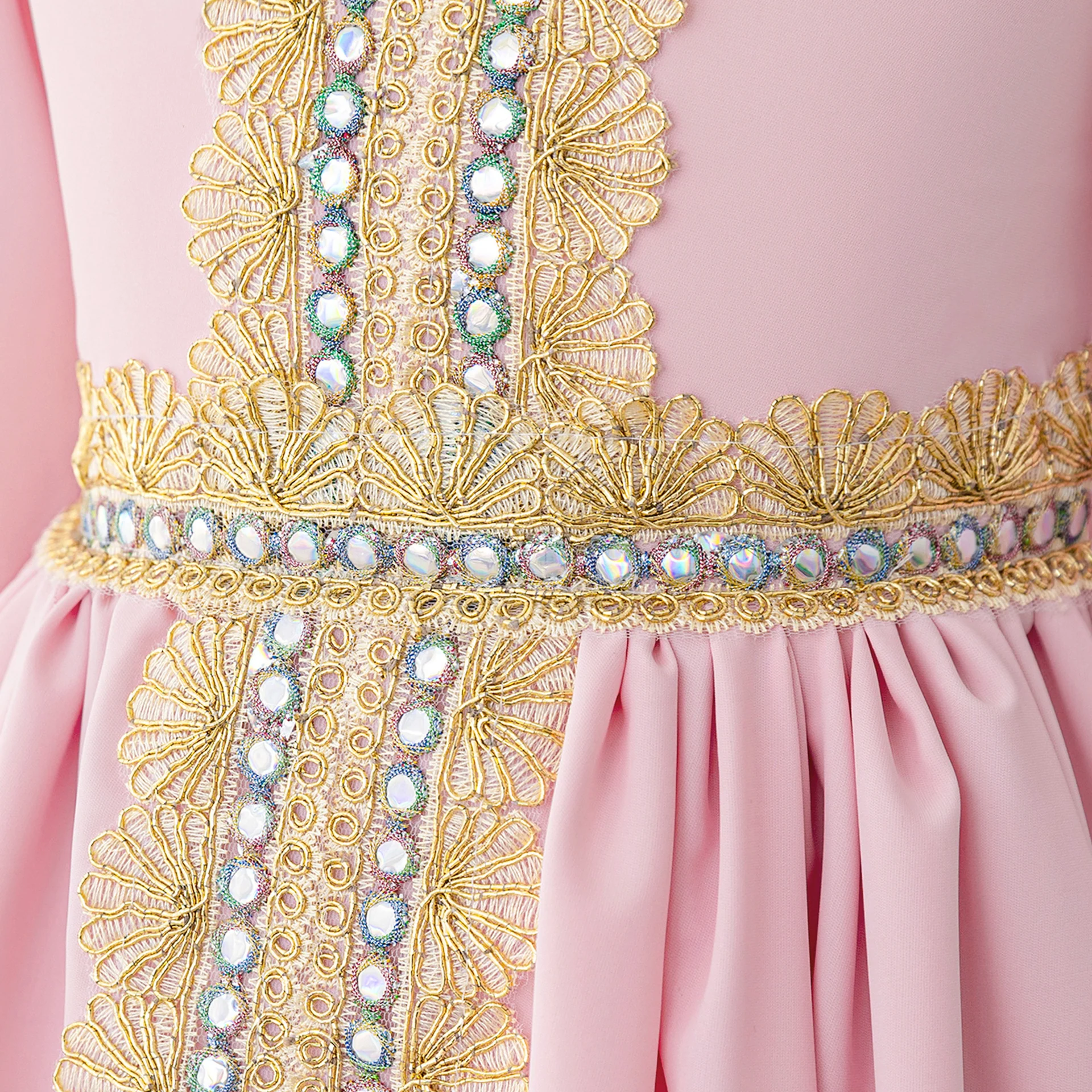 Girls Abaya Royal Style in Pink - Image 3