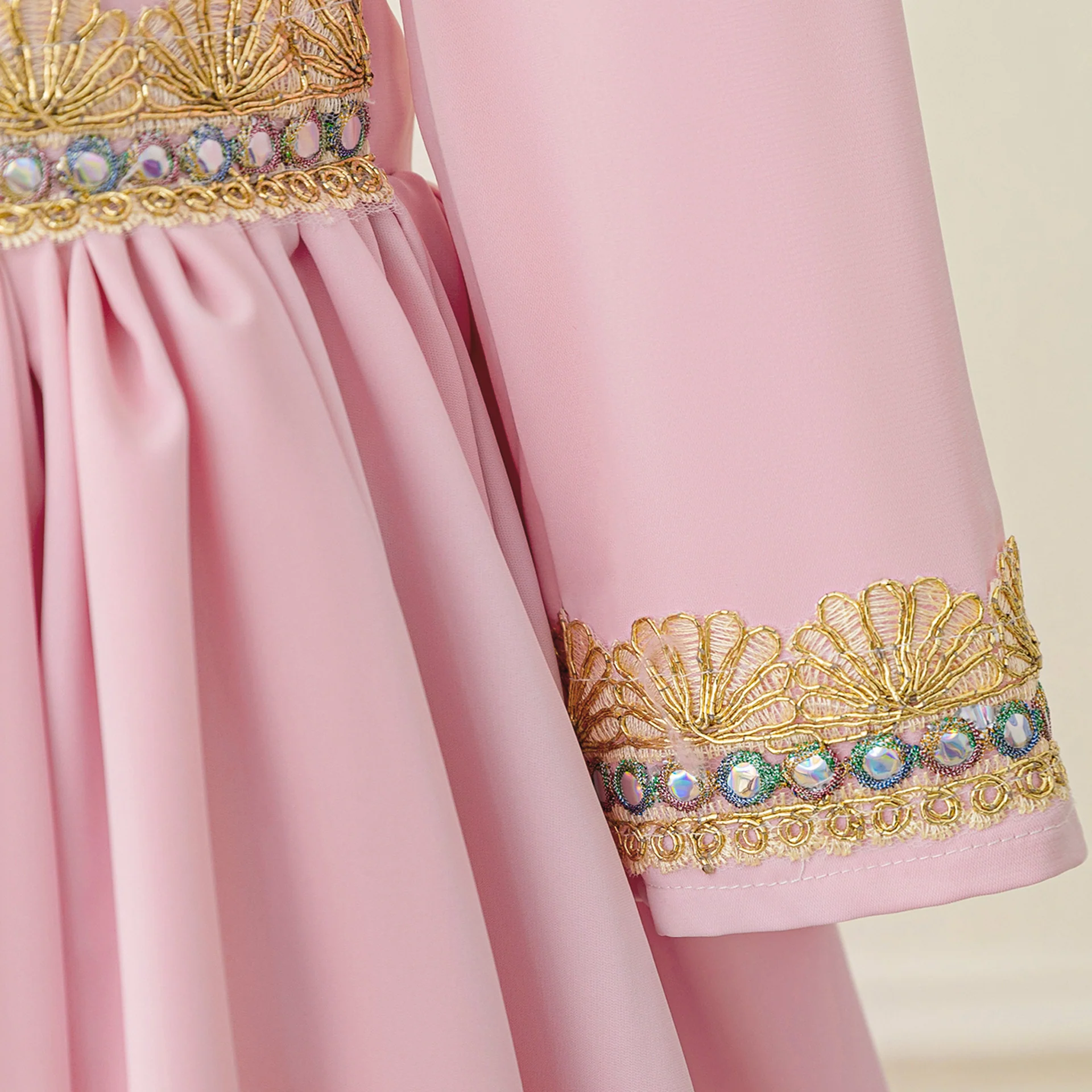 Girls Abaya Royal Style in Pink - Image 4