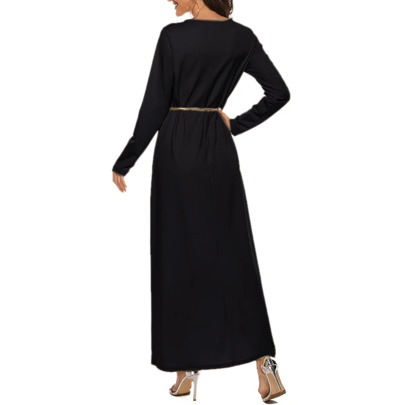 Cotton Abaya Straight Cut - Black - Image 2