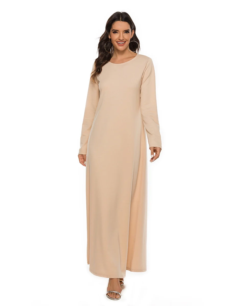 Cotton Abaya Straight Cut in Peach - Image 2