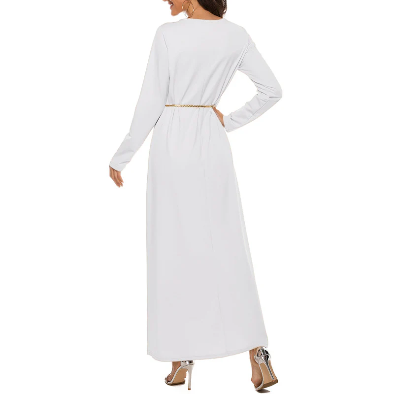 Cotton Abaya Straight Cut in White - Image 2
