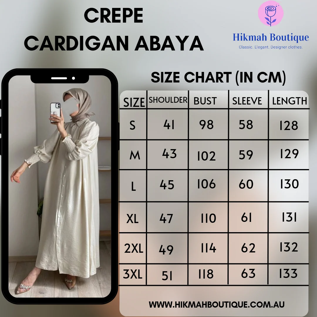 Crepe Cardigan Abaya - Navy (clearance item online only) - Image 3