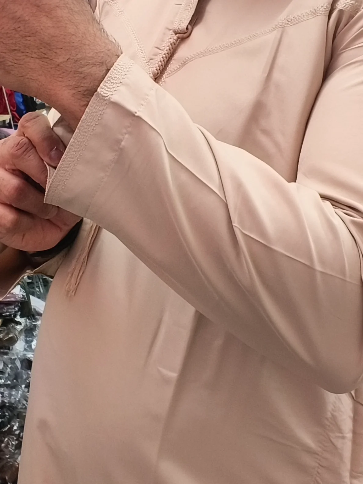 Daffah Thobe Emirati Style in Dark Beige - Image 7