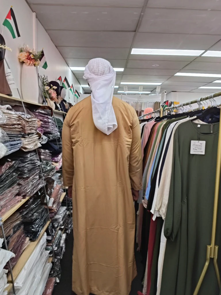 Daffah Thobe Emirati Style in Sand Brown - Image 3