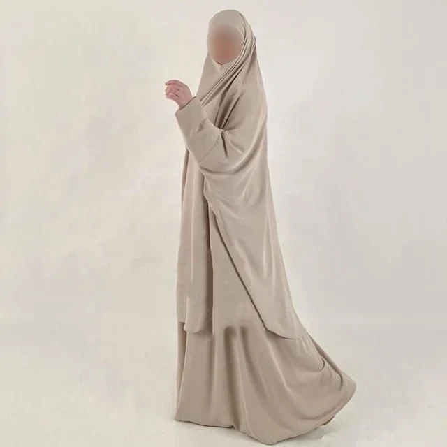 Dark Khaki French Jilbab - Image 3
