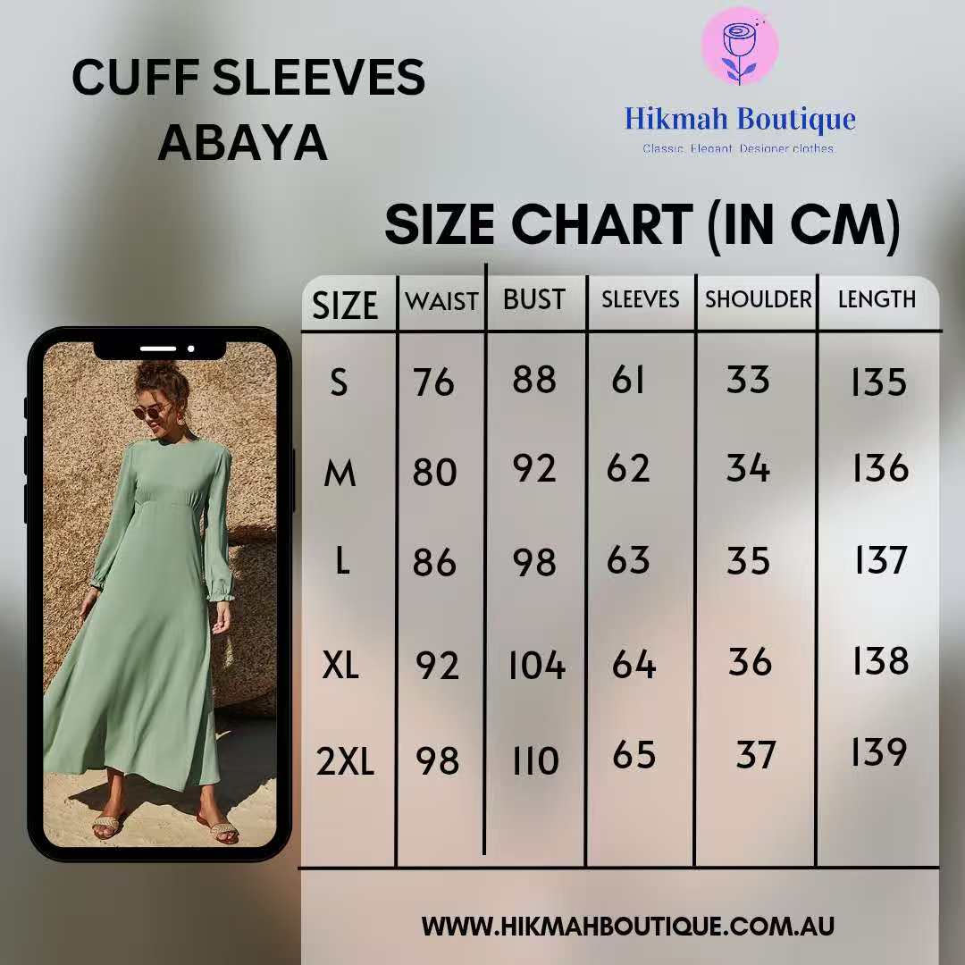 Cuff Sleeves Plain Abaya (clearance item) - Image 6