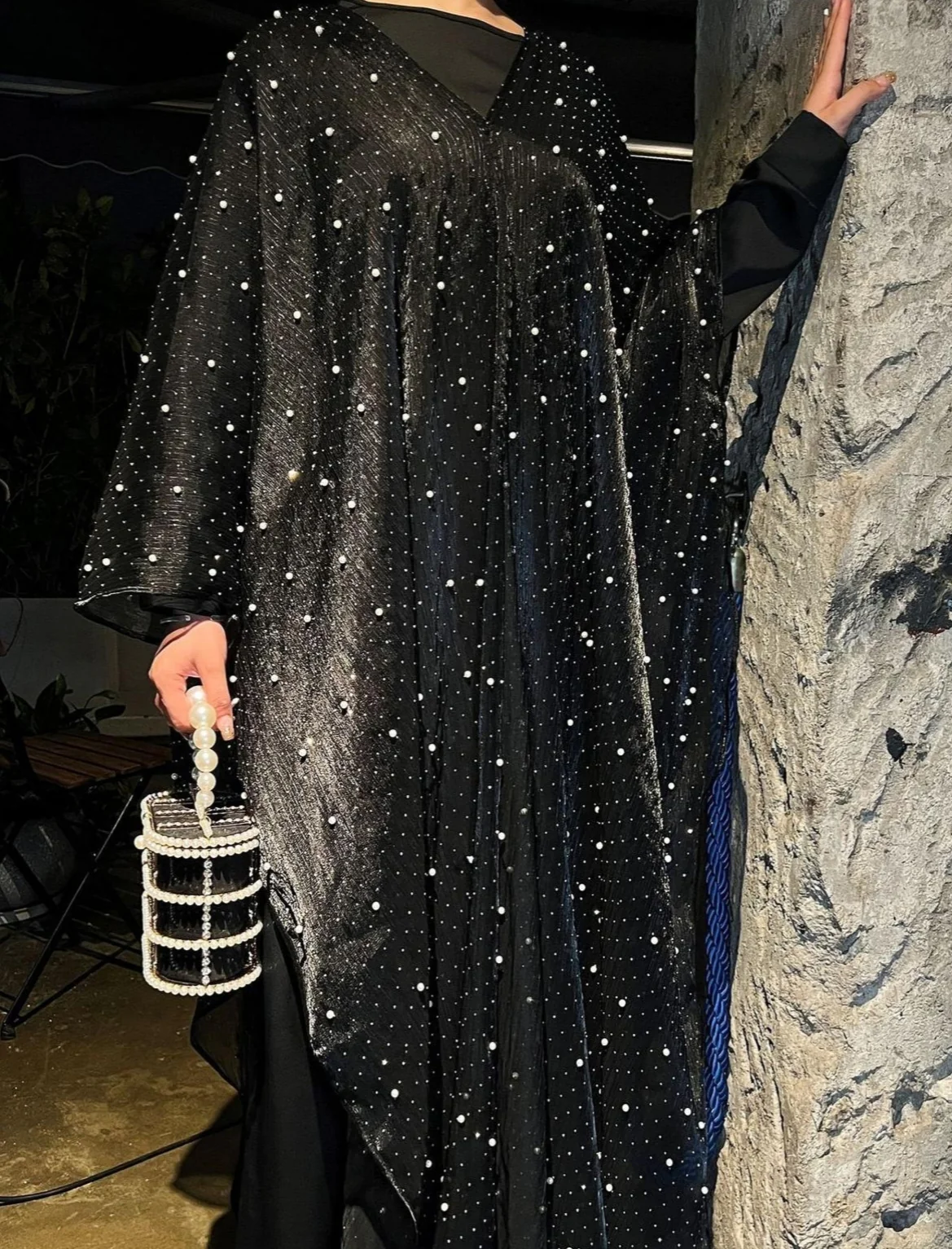 Eid Collection | Elegant Starlight Abaya Set in Black (clearance online only) - Image 2