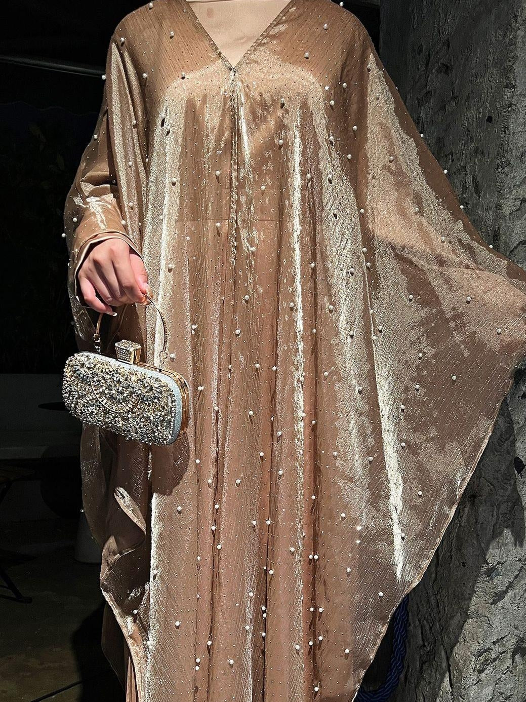 Eid Collection | Elegant Starlight Abaya Set in Rose Gold (clearance online only) - Image 2