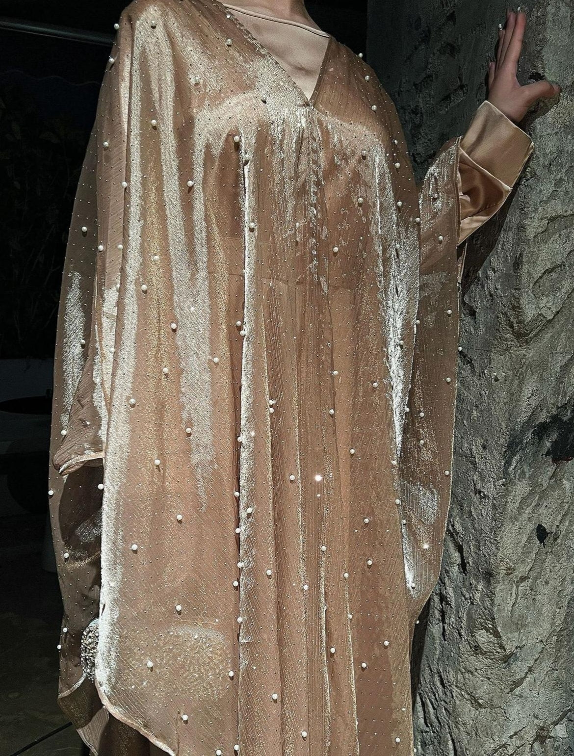 Eid Collection | Elegant Starlight Abaya Set in Rose Gold (clearance online only) - Image 3