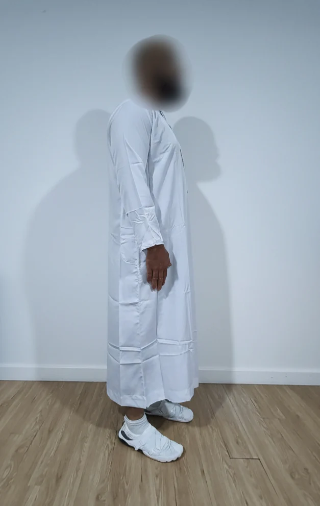 Emirati Embroidered Plain Men Thobe - White - Image 3