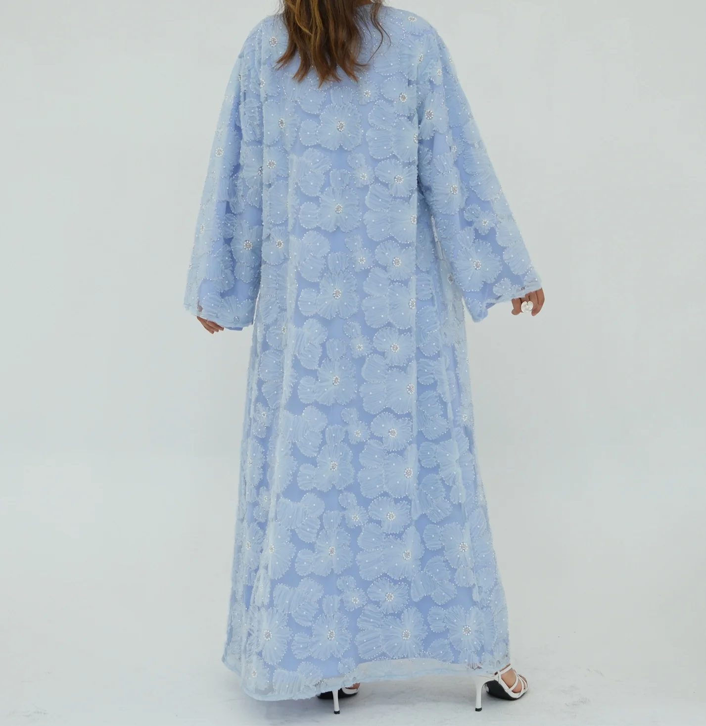 The Floral Bloom Abaya Set - Light Blue (clearance online only) - Image 5