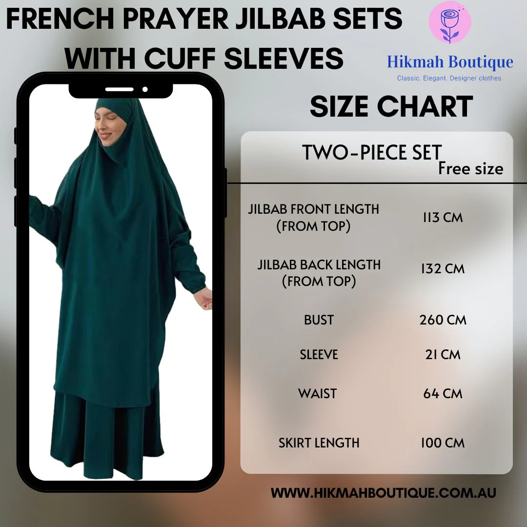 French Prayer Jilbab Set in Black | Two-Piece Set - Image 4