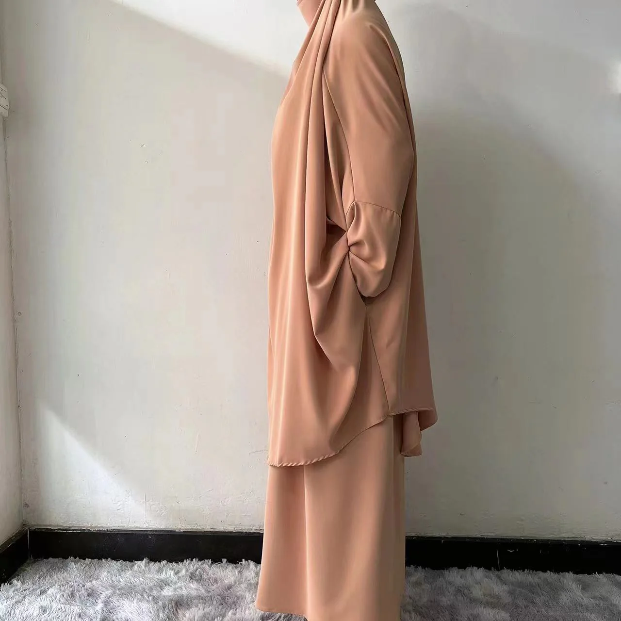 French Prayer Jilbab Set in Teak Tan | Two-Piece Set - Image 3