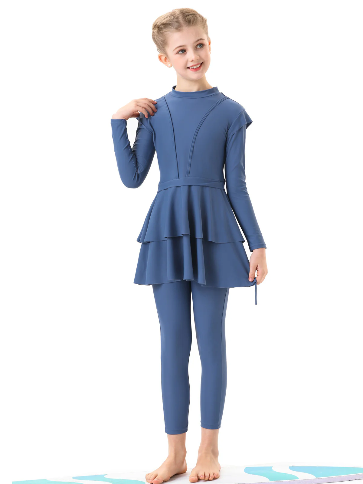 Girls Burkini Modest Swimwear in Blue | 3 Piece Swimsuit Set - Image 3
