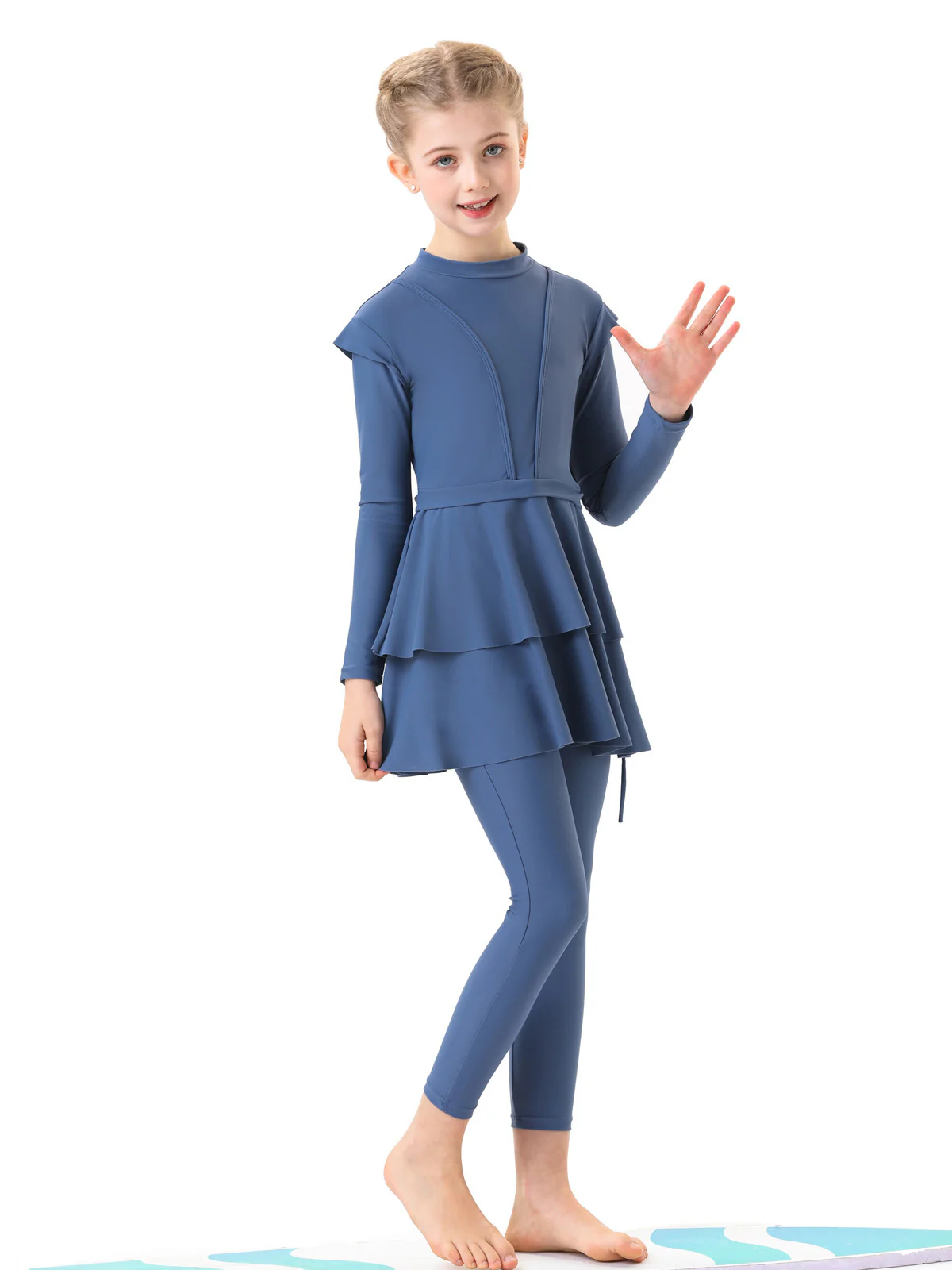 Girls Burkini Modest Swimwear in Blue | 3 Piece Swimsuit Set - Image 4
