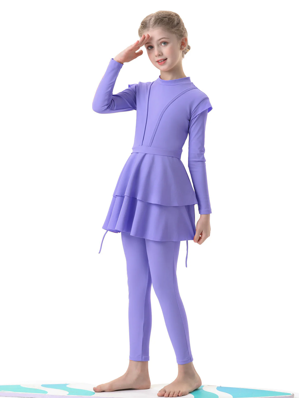 Girls Burkini Modest Swimwear in Purple | 3 Piece Swimsuit Set - Image 3