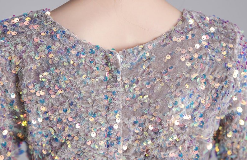 Girls Party Dress Embellished Organza Tulle Dress with Full Sleeves - Image 5