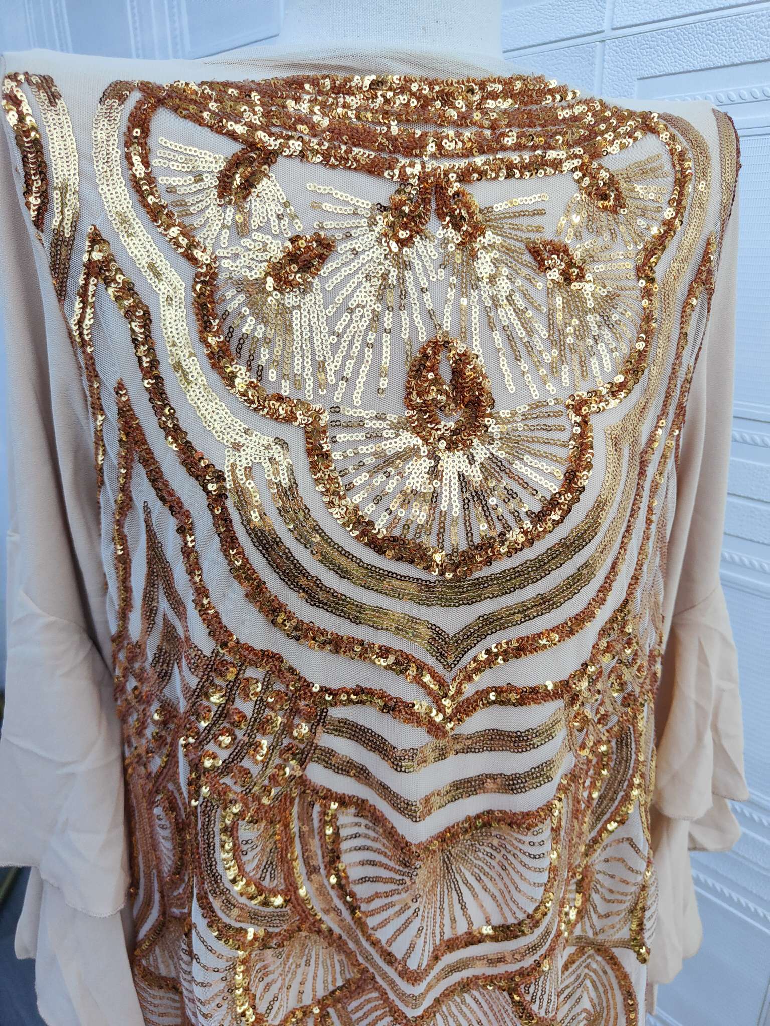 Gold Sequined Modest Dress (clearance item) - Image 3