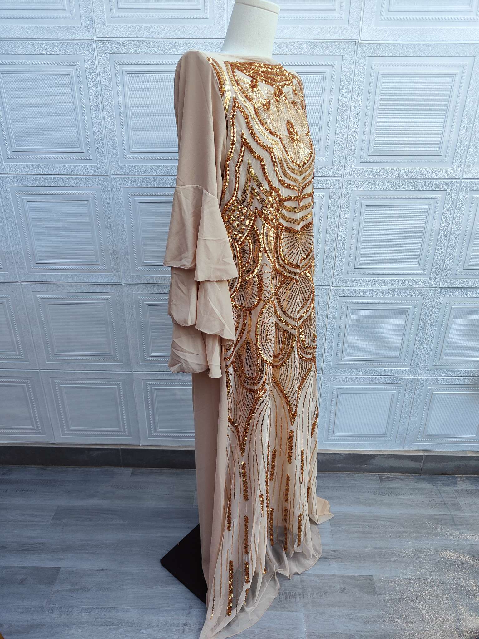 Gold Sequined Modest Dress (clearance item) - Image 6