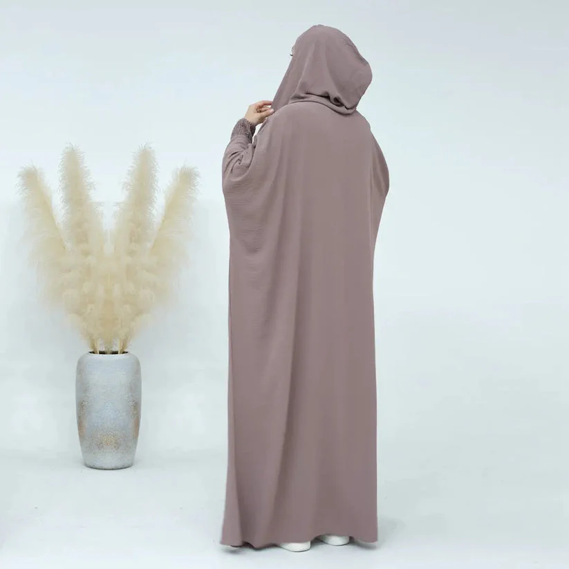 Hooded Jilbab Abaya - Dusty Mocha (Crepe) clearance online only - Image 3