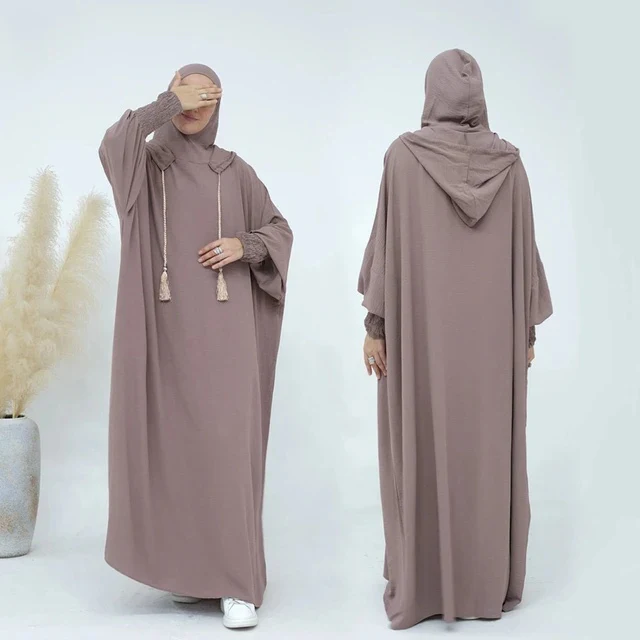 Hooded Jilbab Abaya - Slate Grey (Crepe) clearance online only - Image 3