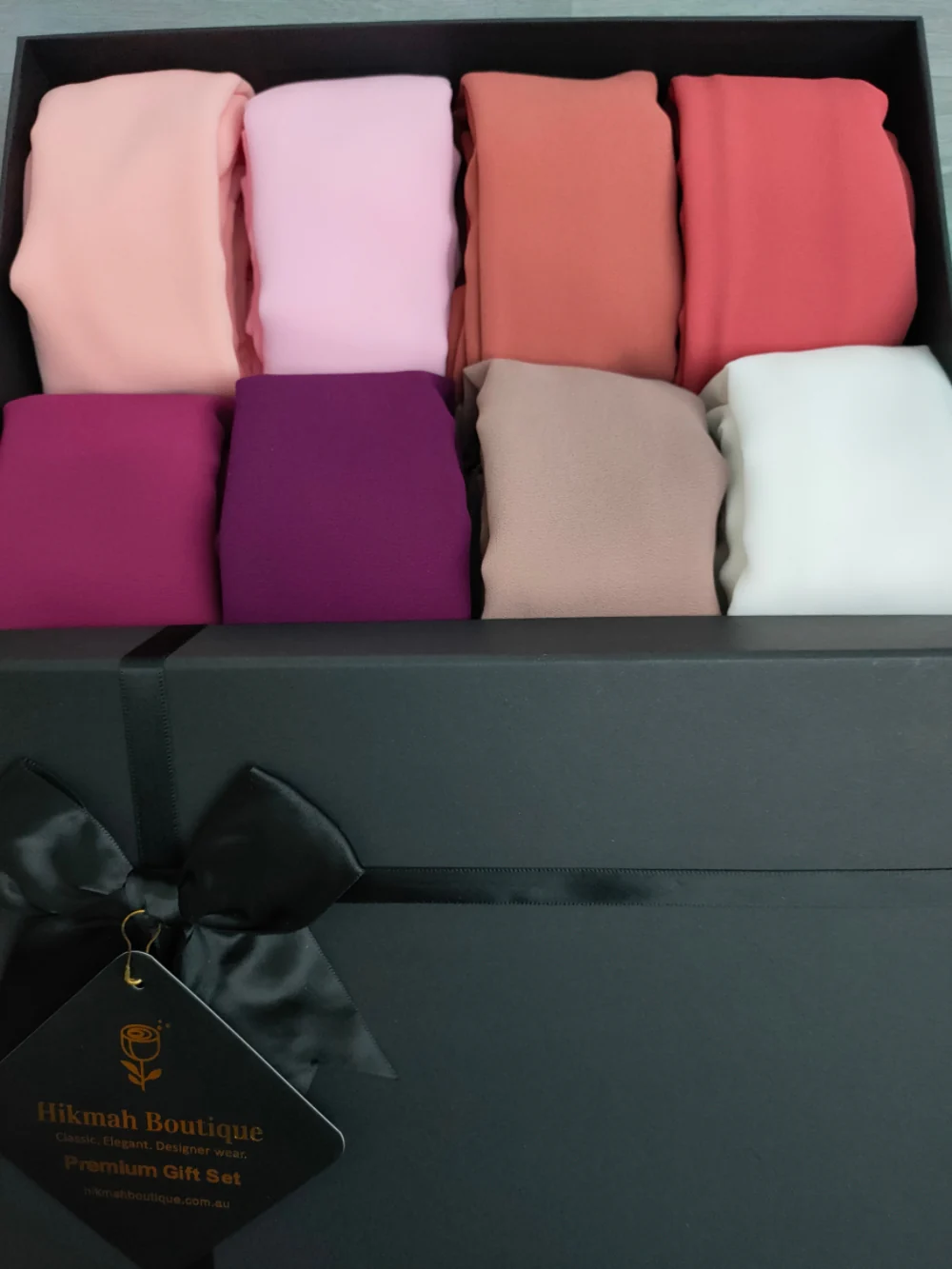 Large Lux Chiffon Hijab Set (Mix & Match) 8 Hijabs wt Perfume - Image 3