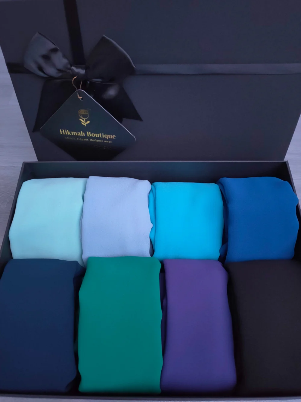 Large Lux Chiffon Hijab Set (Mix & Match) 8 Hijabs wt Perfume - Image 5