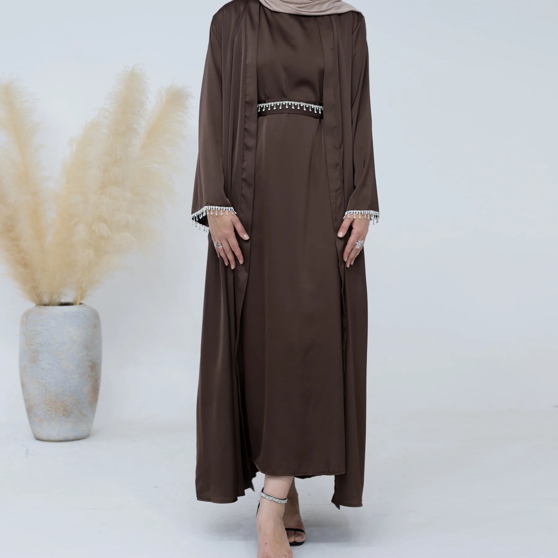 Malika Abaya in Coffee | 4-Piece Abaya Set (clearance item) - Image 5