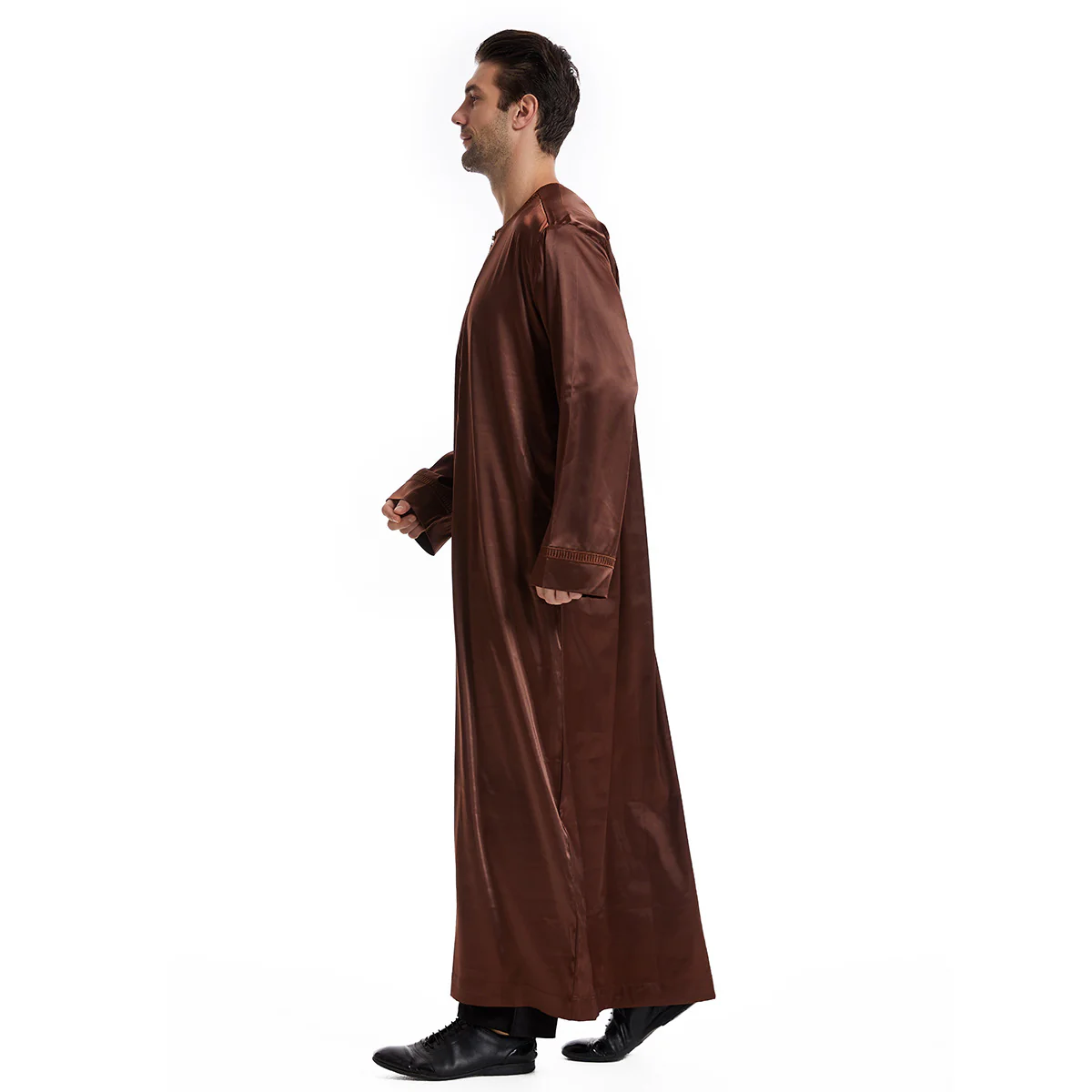 Men's Abaya Full Sleeves in Coffee - Image 5