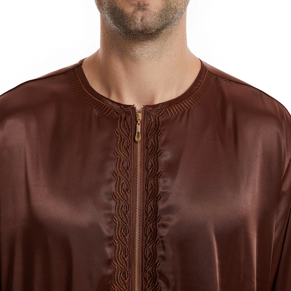 Men's Abaya Full Sleeves in Coffee - Image 6