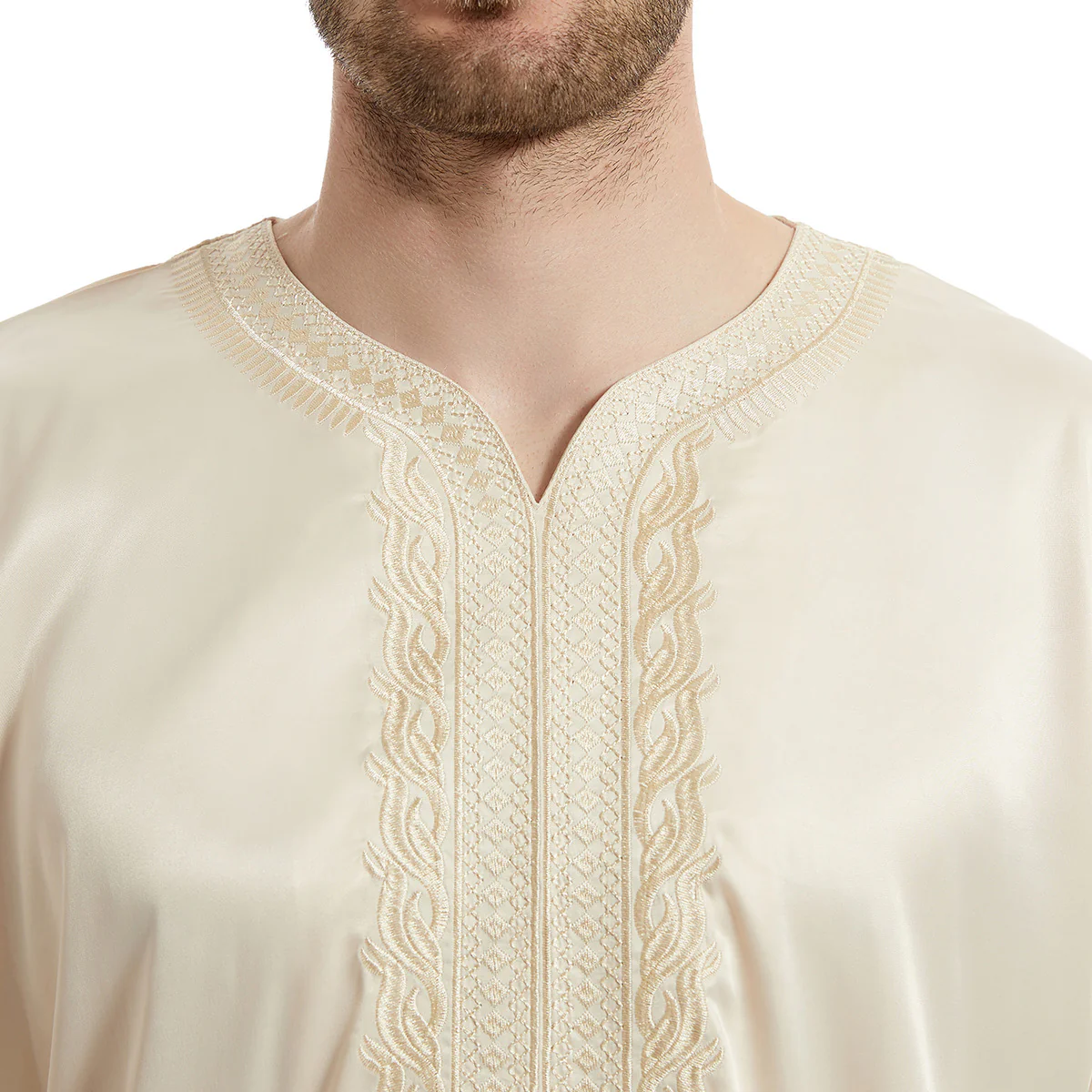 Men's Abaya Half Sleeves - Beige (clearance item) - Image 3