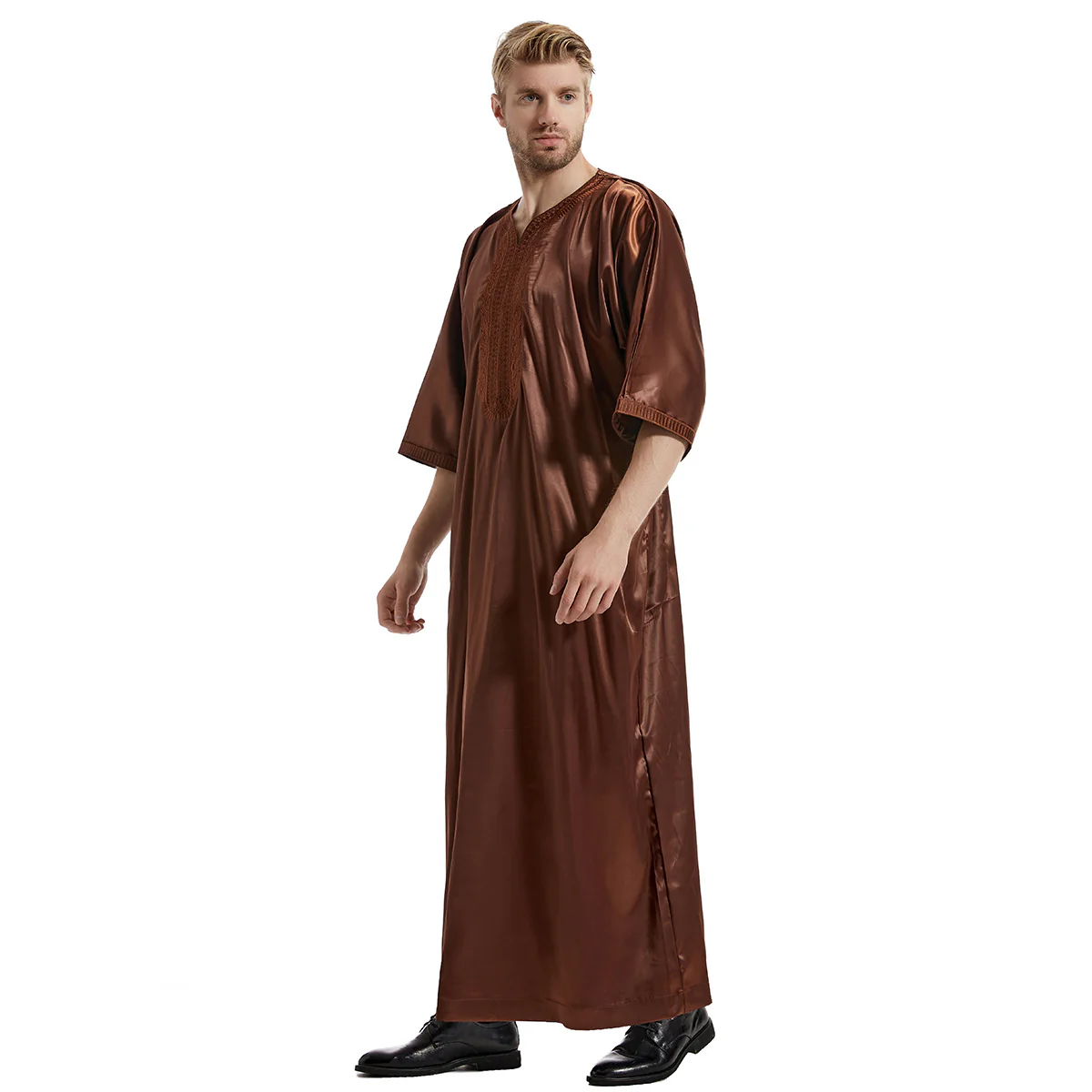 Men's Abaya Half Sleeves - Coffee (clearance item) - Image 3