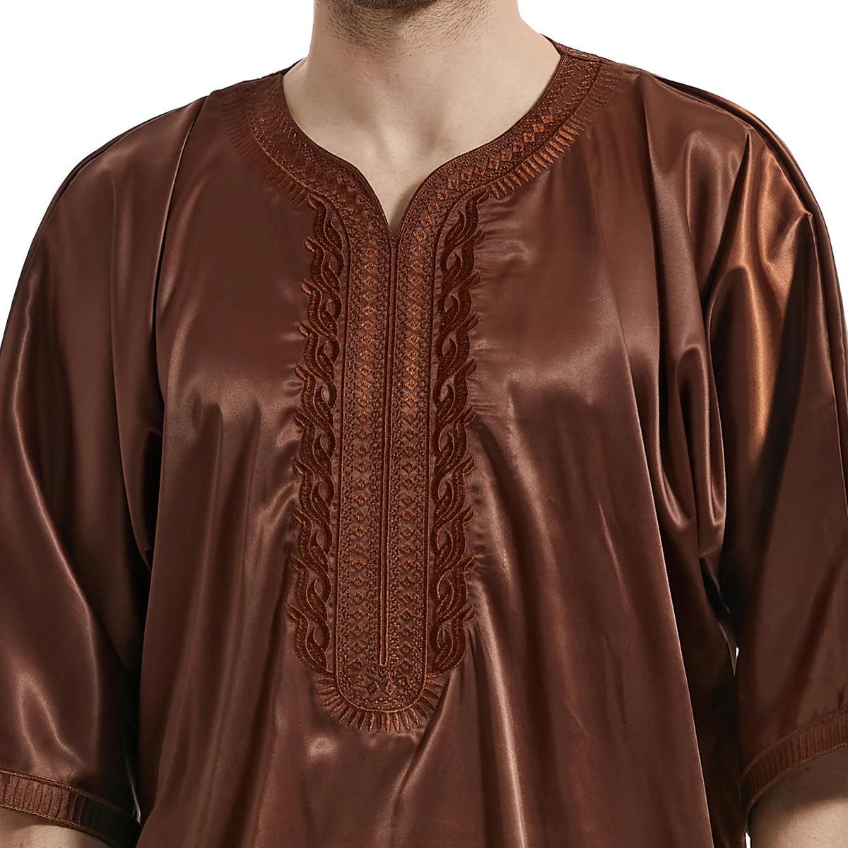 Men's Abaya Half Sleeves - Coffee (clearance item) - Image 4