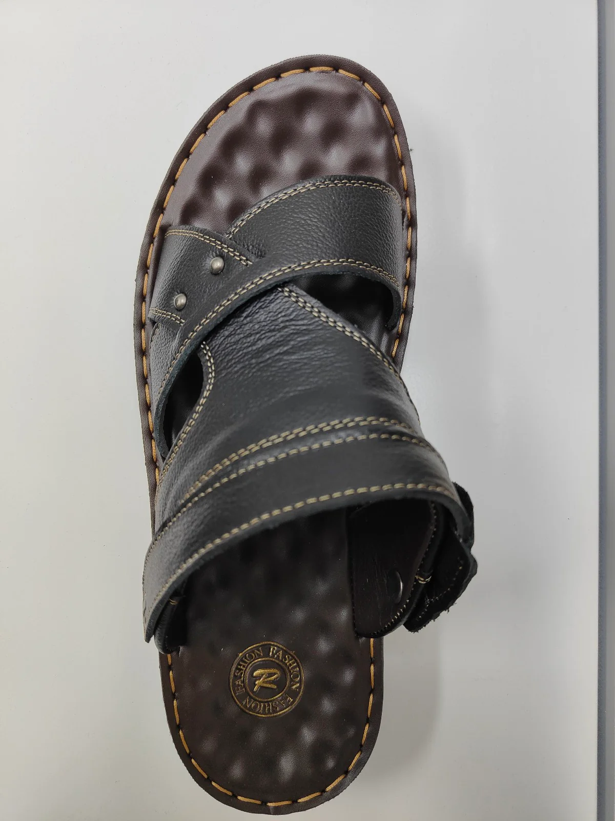 Men's Leather Sandals in Black | Design 2 - Image 4