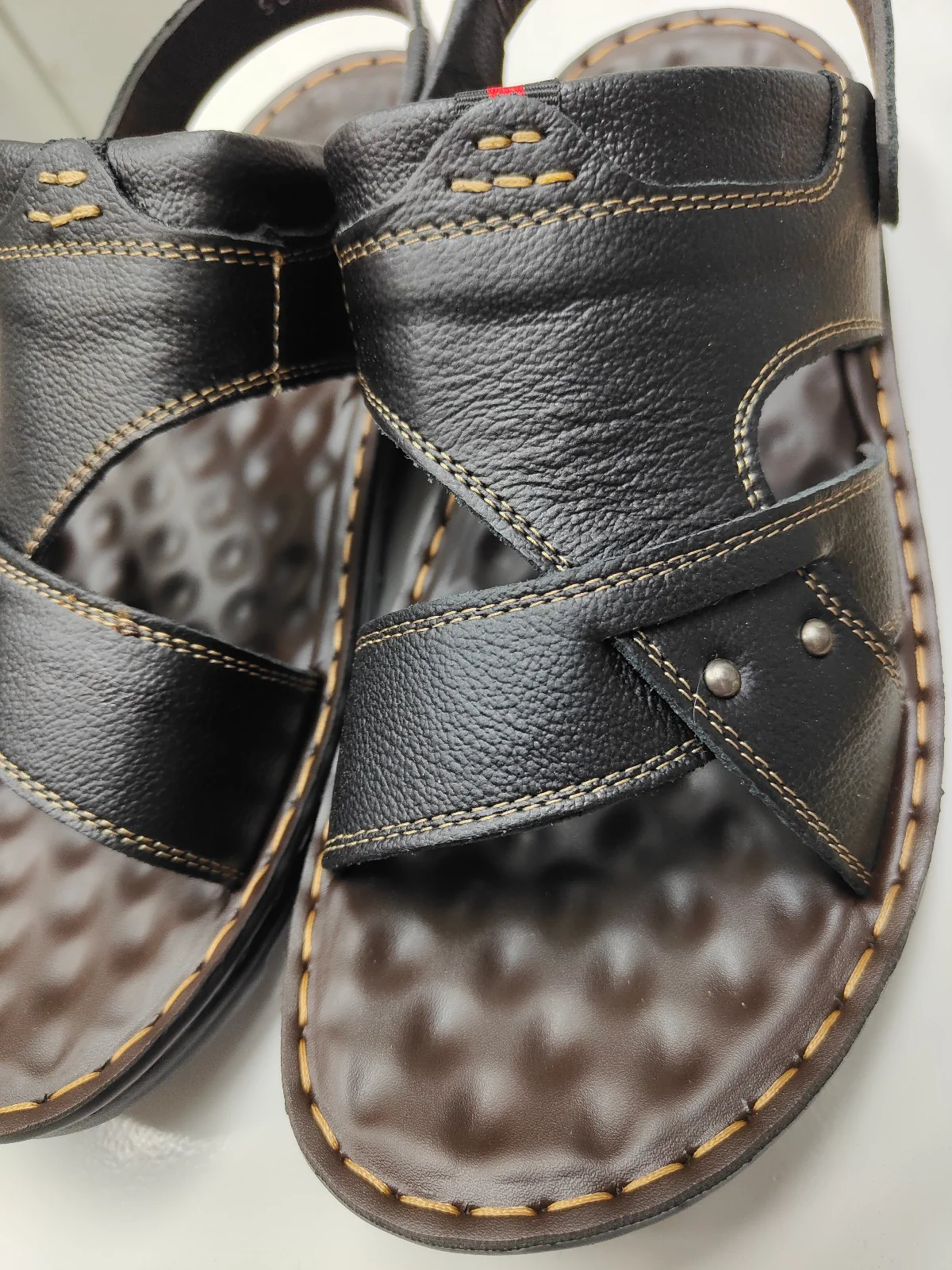 Men's Leather Sandals in Black | Design 2 - Image 5