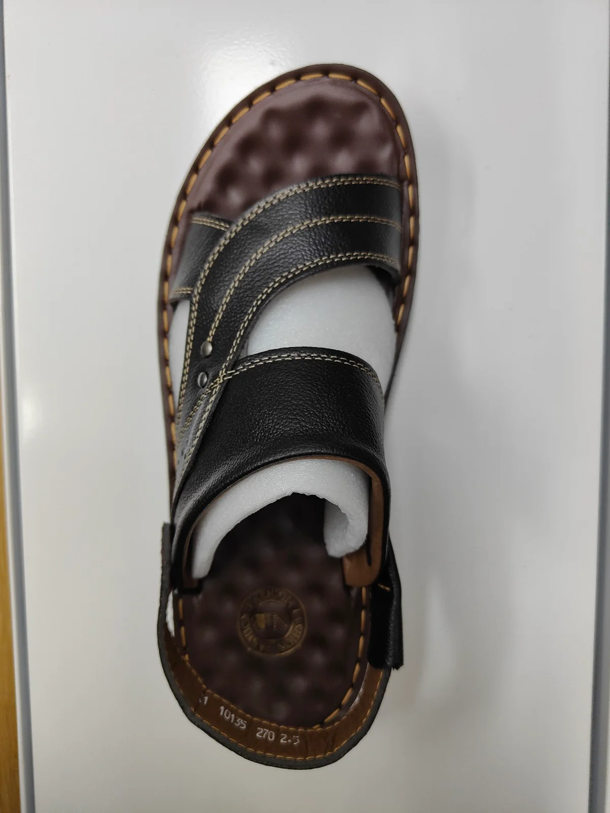 Men's Leather Sandals in Black | Design 3 - Image 4
