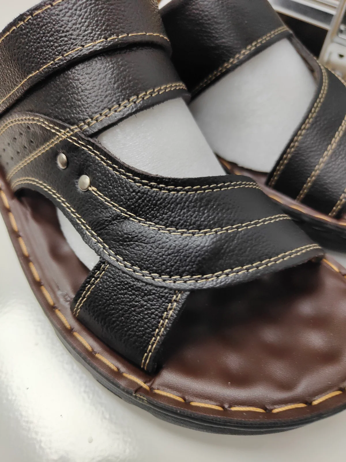 Men's Leather Sandals in Black | Design 3 - Image 5