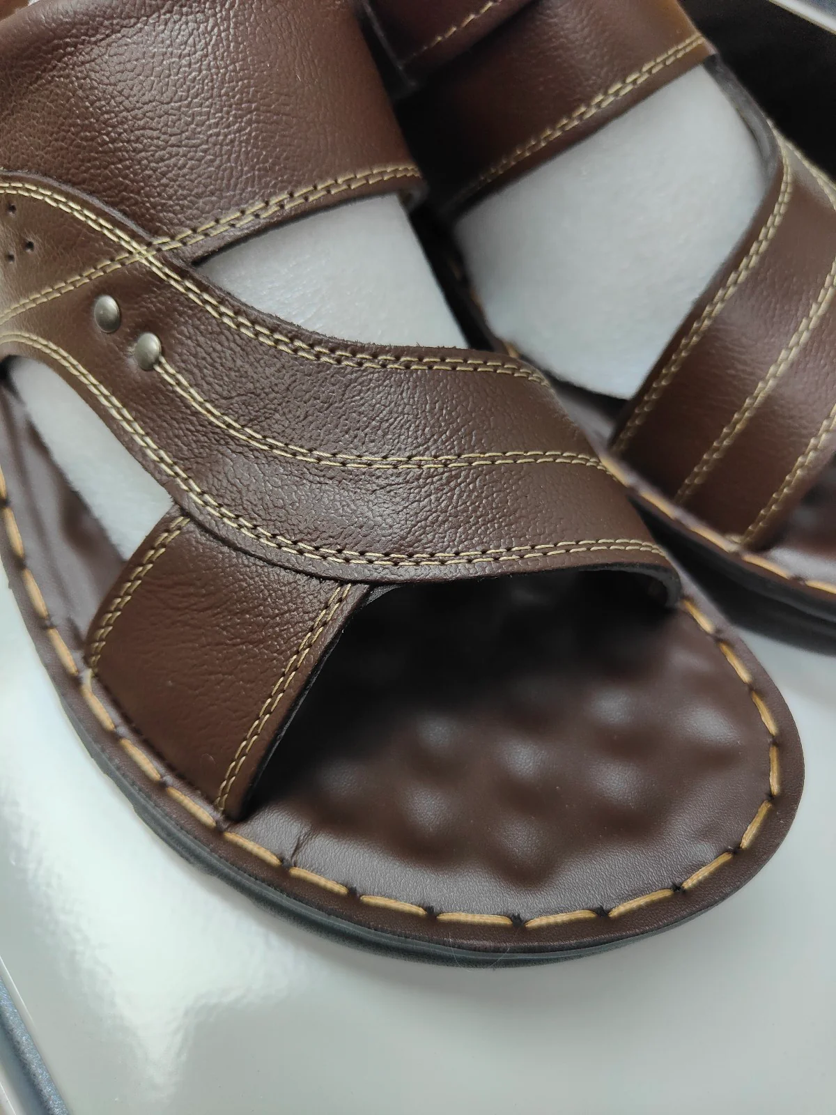 Men's Leather Sandals in Dark Brown | Design 3 - Image 4