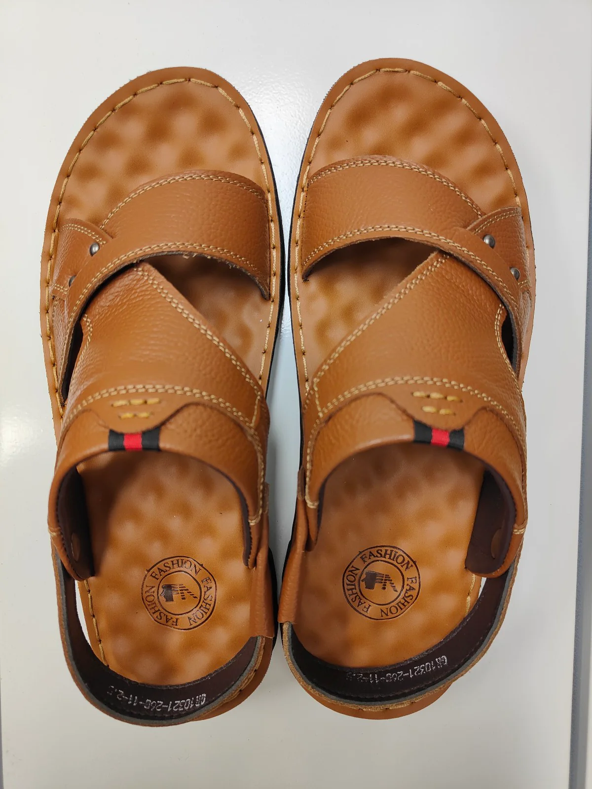Men's Leather Sandals in Light Brown | Design 2 - Image 3