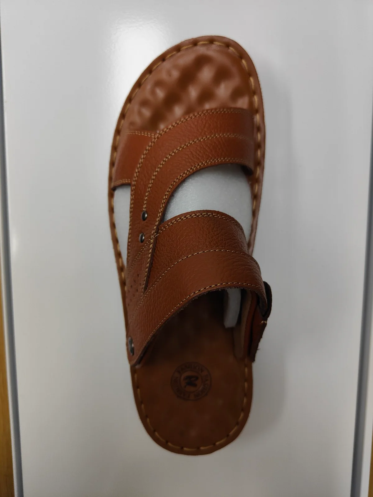 Men's Leather Sandals in Light Brown | Design 3 - Image 4