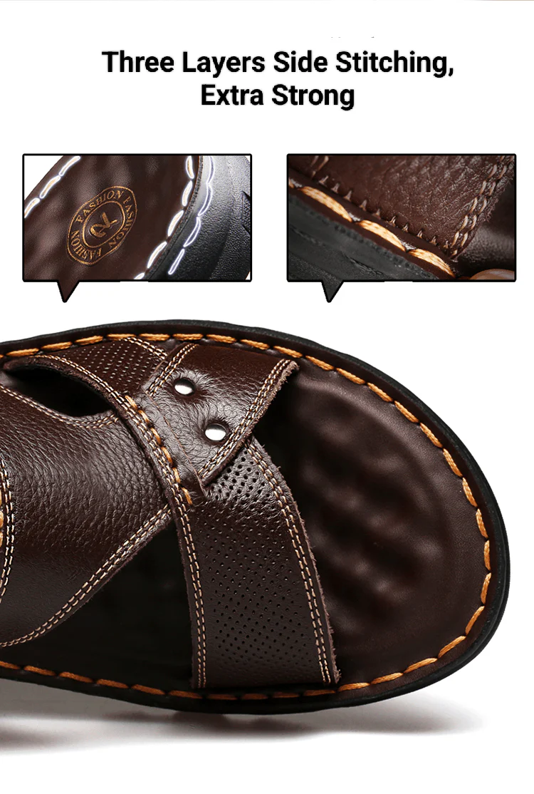 Men's Leather Sandals in Black | Design 1 - Image 4