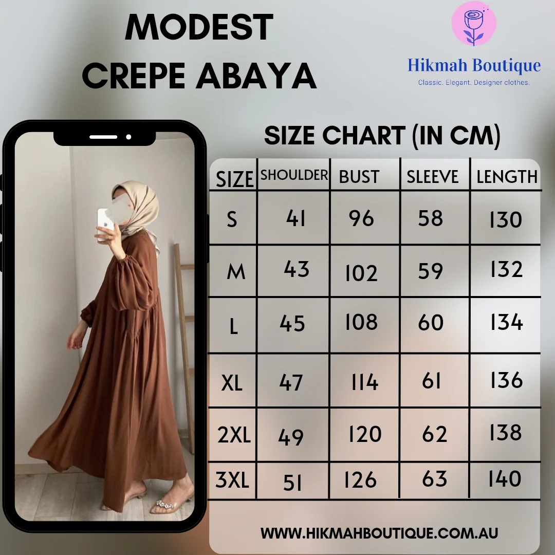 Modest Crepe Abaya in Cream Beige - clearance online only - Image 5