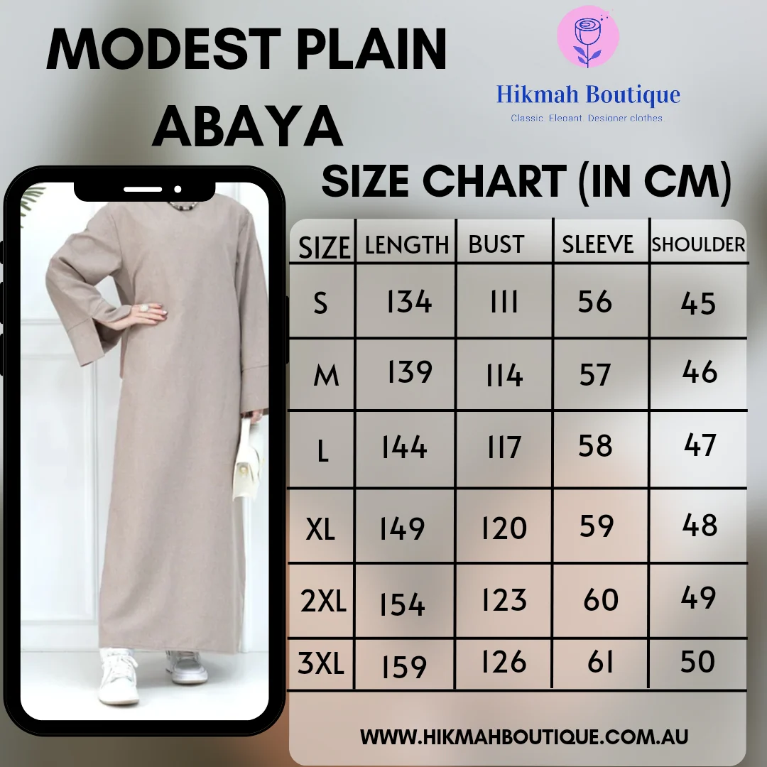 Modest Plain Abaya in Dark Beige - clearance online only - Image 4