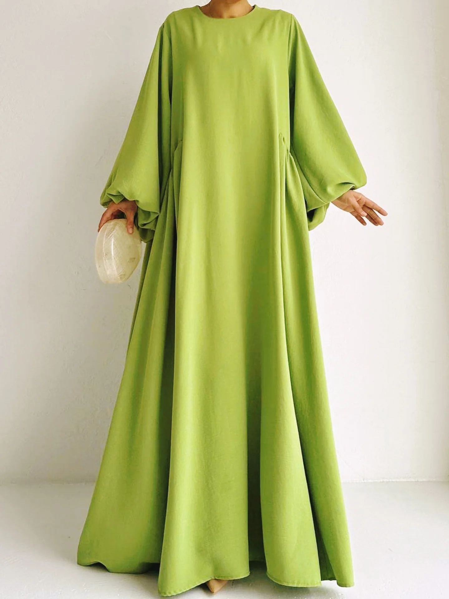 Modest Summer Abaya in Avocado Green - Clearance Online Only - Image 2