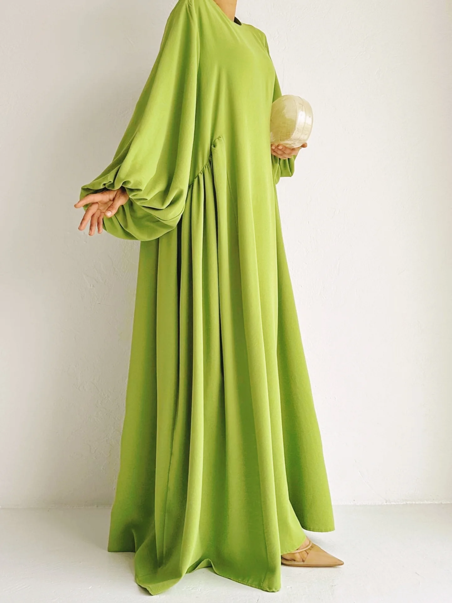 Modest Summer Abaya in Avocado Green - Clearance Online Only - Image 3