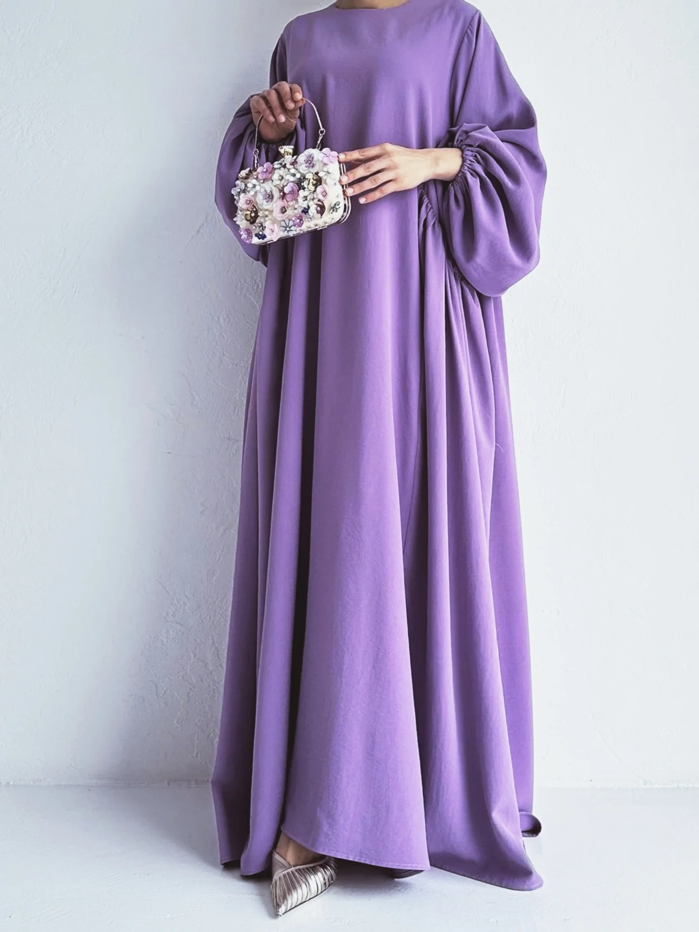 Modest Summer Abaya in Dusty Purple - Clearance Online Only - Image 2