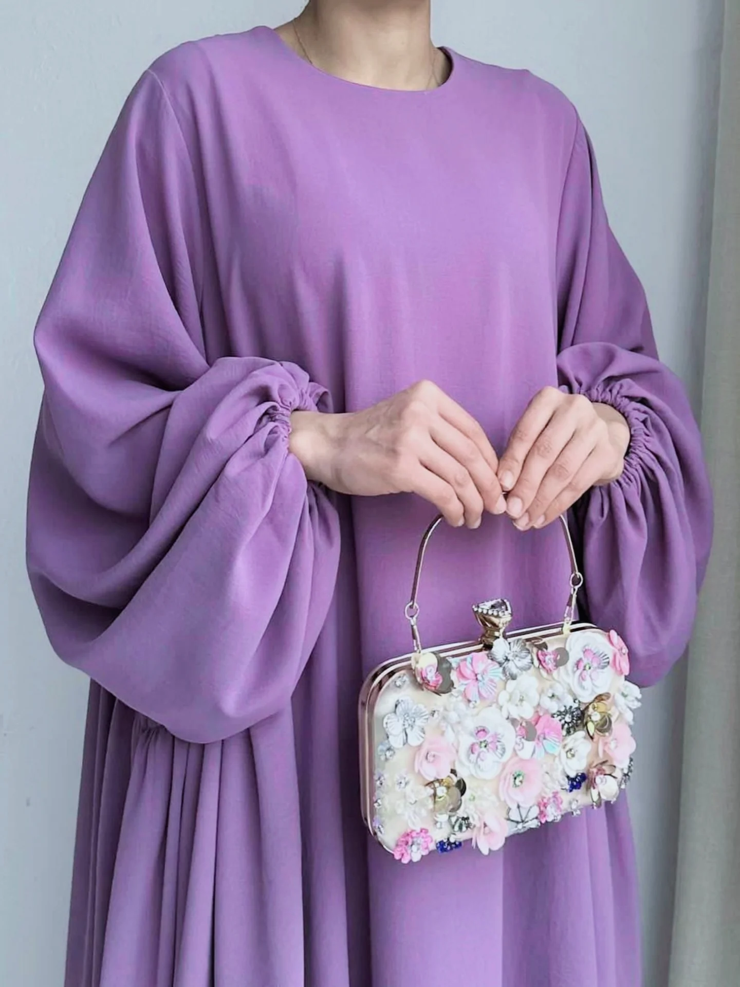 Modest Summer Abaya in Dusty Purple - Clearance Online Only - Image 3