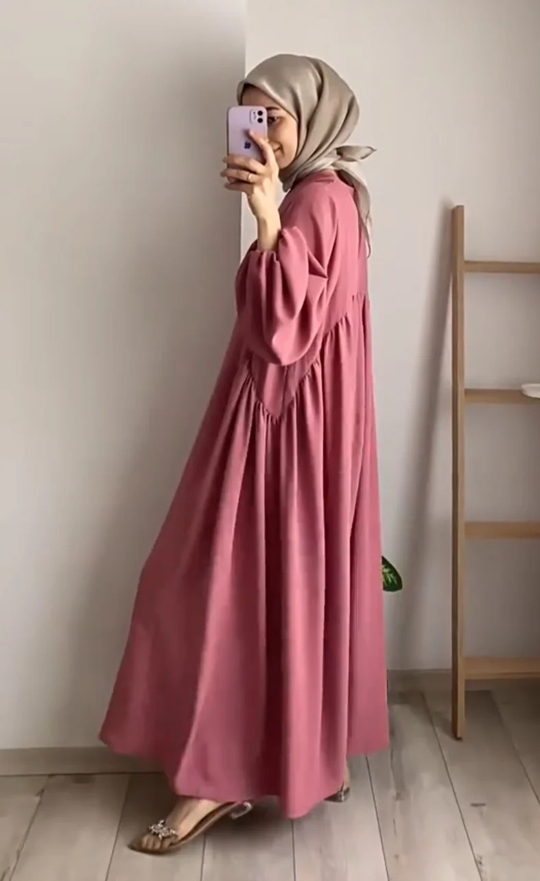 Modest Summer Abaya in Dusty Rose (Crepe) - clearance online only - Image 3